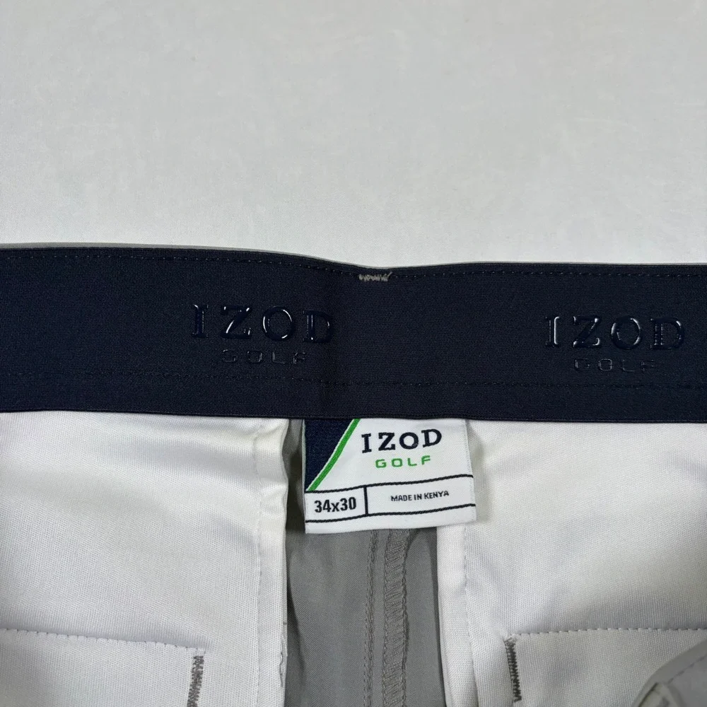 IZOD Golf Mens Grey Flat Front Performance Stretch Pants IZAGC08020 34x30